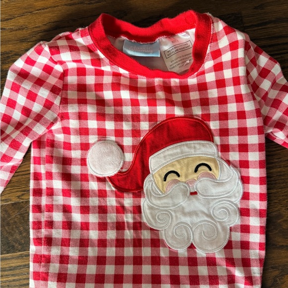 Classic Whimsy Happy Santa Red Gingham Kids Pajama Set Size 5 - Picture 4 of 4